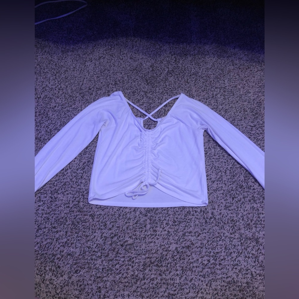 madden girl white scrunched long sleeve